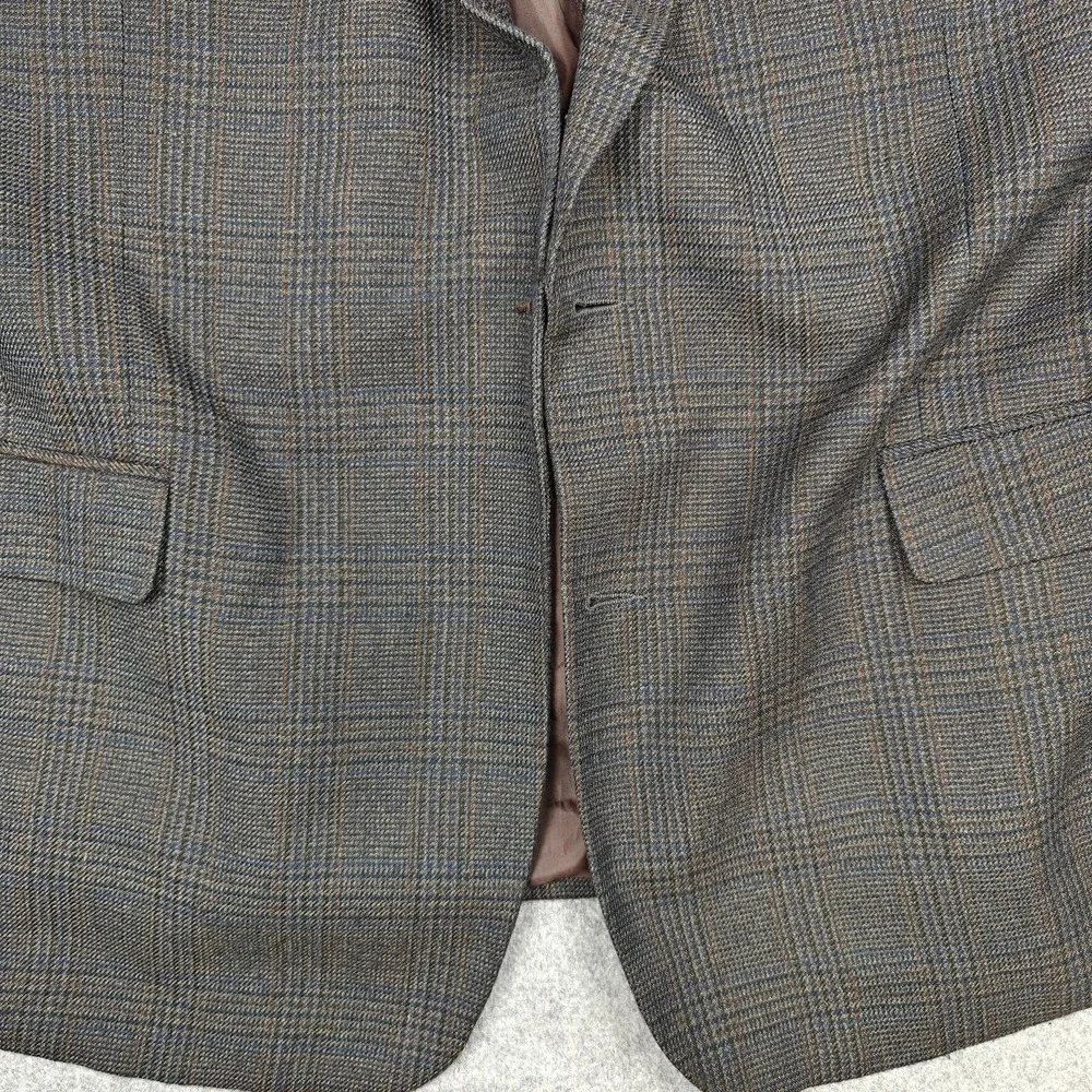 Oak Hill Blazer Mens‎ 54 Brown Plaid Polyester Rayon Sport Coat Jacket Tweed